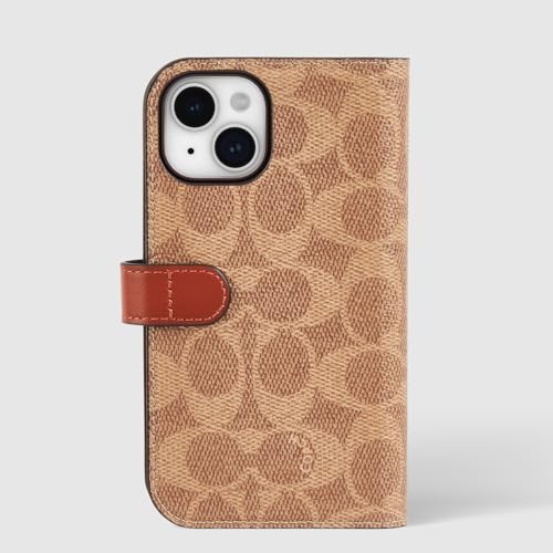 Coach Signature Canvas Two Piece Detachable Wallet Folio iPhone 15 Case, Compatible with Wireless Charging - Signature Tan - image 8