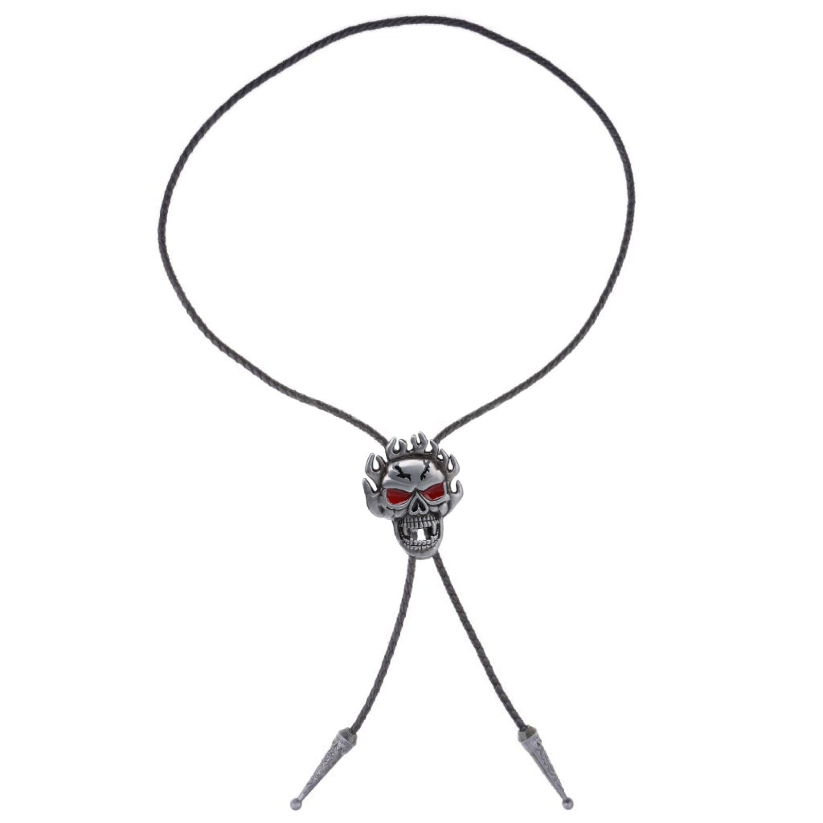 Bolo-Krawatte Für Herren – Flammen-Geist-Kopf-Krawatten-Anhänger Reiter-Hemd-Accessoires, American Western Cowboy Schmuck Halloween-Kostüm-Accessoires