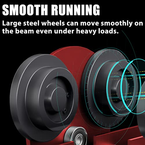 Acemaker 1 Ton Electric Hoist Trolley, I-Beam Trolley For Pa600 To Pa1000 Electric Hoist, 2.68In - 4.33In Adjustable Flange Manual Trolley Rollers Overhead Garage Hoist System, 2204Lbs (Red)… #TOP1