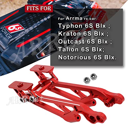 Aluminum Wing Mount Upgrades Part For 1/8 Arrma Typhon 6S Blx,Outcast 6S Blx,Kraton 6S Blx,Notorious 6S Blx,Talion 6S Blx,Arrcat Hops Up Upgrades Part,Replace Ar320347 (Red) #TOP1