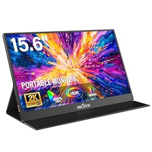 InnoView Monitor portátil de 15.6 pulgadas 2K QHD 100% sRGB con funda protectora, altavoz integrado USB C estándar HDMI Ultra-Slim Monitor de viaje para portátil, MacBook, teléfono, PS Xbox Switch