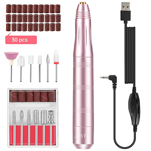 Lima de Uñas Eléctrica, Torno para Uñas Profesional, MANLI Kit de Manicura Eléctrico con 12 Accesorios de Molienda, 30 Bandas de Lijado, Set de Manicura para Salón/DIY