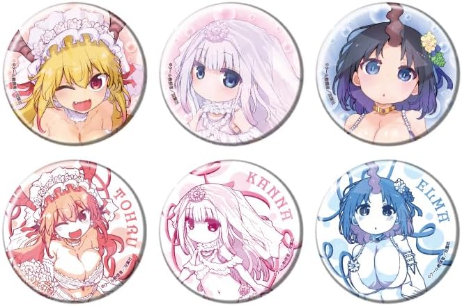 Miss Kobayashi's Dragon Maid 01 Swimsuit Wedding Ver. [Illustration] Hologram Can Badge 2.2 inches (57 mm) Complete Set, Box of 6
