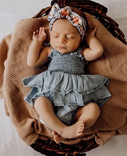 Infant Toddler Girl Summer Outfits Sleeveless Dress Romper Denim Onesie One Piece Jumpsuit Bodysuit (Blue, 12-18 Months)