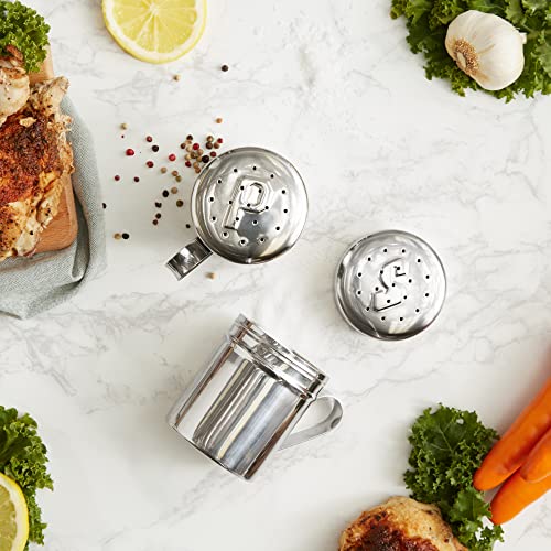 RSVP International Endurance Kitchen Shaker Collection, Dishwasher Safe, Salt & Pepper Set, 10-Ounce, Stainless Steel - Thumbnail 5