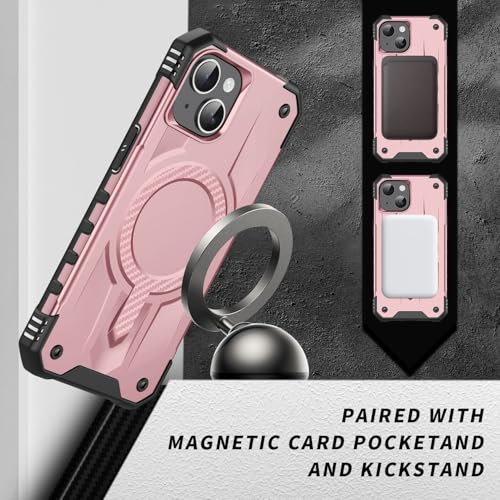 Coque iPhone 15 antichoc : étui magnétique rose anti-chute