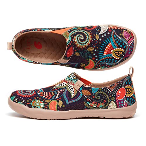 Image of UIN Women's Slip On Shoes Colorful Comfortable Lightweight Art Travel Sneakers Casual Floral Stylish Everyday Loafers
