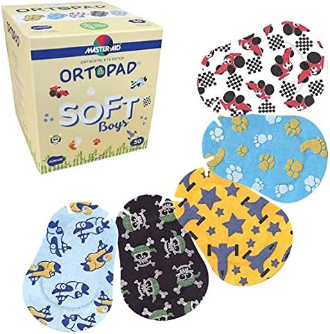 Soft Bamboo Boys Eye Patches, 50/Box (Junior Size, 0-2 yrs) Textured Accents