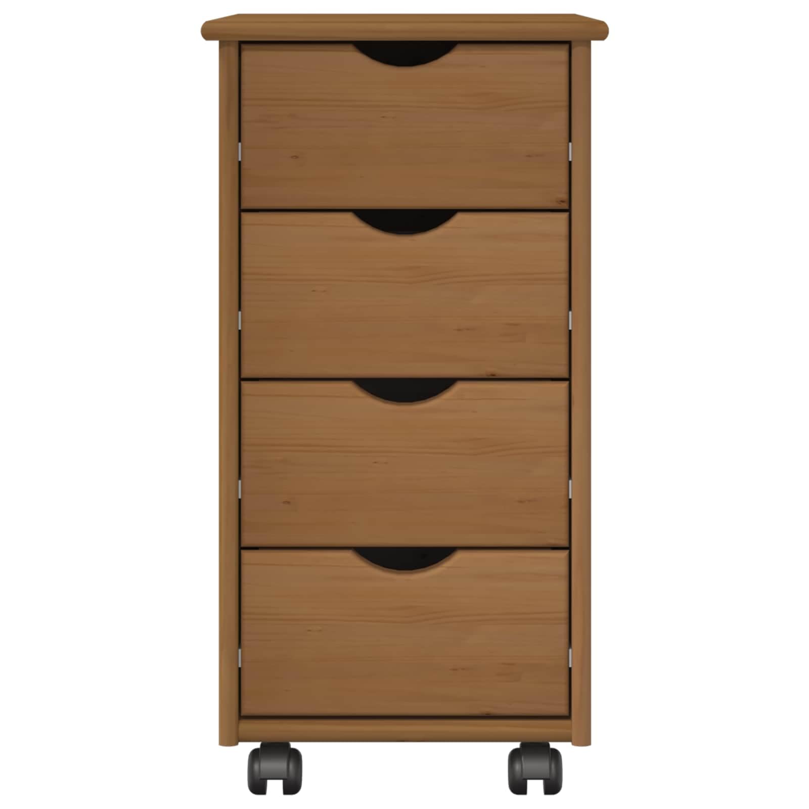 vidaXL Rollschrank 34 x 39 x 65,5 cm Massivholz Kiefer Honigbraun