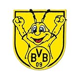 Borussia Dortmund BVB Bügelbild Emma, Polyester Coral Fleece/Baumwolle, Schwarz/Gelb, 5 x 5 x 1 cm