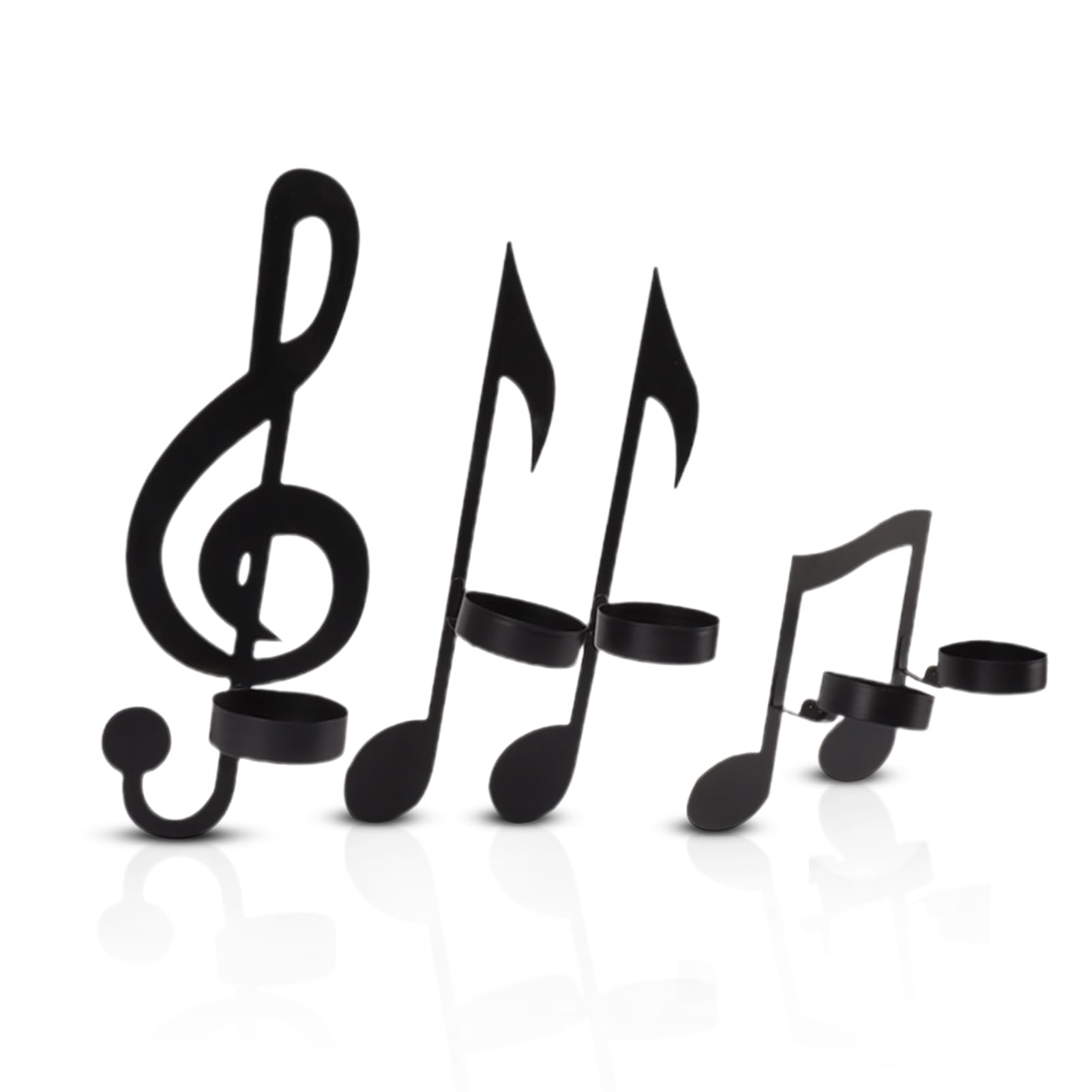 Applique da Parete in Metallo Nero, 4 Portacandele Simbolo Musicale, Portacandele Candeliere da Parete, Decorazione Portacandele Nota Musicale Unica per Matrimoni Portico Cortile
