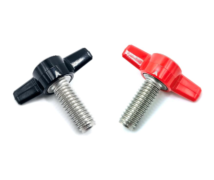 3/8" x 1" Thumb Screw T Bolts Butterfly Clamping Knob Tee Wing Stainless Steel 3/8"-16 Standard Coarse Thread (Black, 4 Pack)