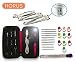 HORUS IMPROVED BLACK MARKED SIZE Rechargeable Lighted Crochet Hooks Set Ergonomic Handle Perfect for Arthritis Hands Light Up 9 in 1 Interchangeable heads (2.5 – 6.5) BONUS 32 PCs Accesories RedCase