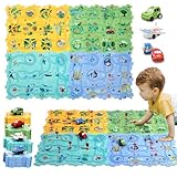 Ubegger Puzzle Racer Kids Car Track Set Puzzle Racer Car Track Set with Roadmap Puzzle Track Car Play Set Toy for Kids 3-8 Years Old(100Pcs, 4 Stytle)