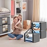 KURNI Storage Bags Clothes 6 Pack Grey, Large Moving Boxes With Top Lid 90L Capacity, 3 Sided Zipper Storage Box. Dust/Mites & Moisture Proof 60 x 43 x 35cm - Image 5