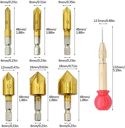 23pcs Woodworking Chamfer Drilling Tool,6Pcs 1/4" Hex Shank Countersink Drill Bits,7pcs Three Pointed Countersink Drill Bit with L-Wrench, 8PCS Wood Plug Cutter Tool Drill Bits for Wood DIY Drilling