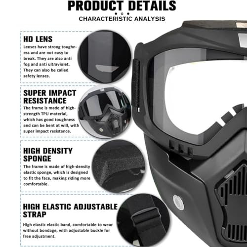 Image of Anti-Fog Full Face Shield Upgraded, Impact & Wind Resistant Cycling Mask with Adjustable Fit, Transparent Protection for Outdoor & Kitchen Use, Heat & Blue Light Blocking