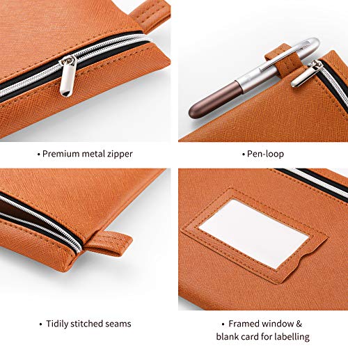 Premium 7-Piece Bank Bag Set - Heavy-Duty Zippered Faux Leather Cash Bag, Deposit Bag, Or Tool Pouch - Water Resistant, 7 Earthy Colors - Bank Deposit Bag, Pencil Pouch, Coin Bag, Zipper Pouch #TOP3