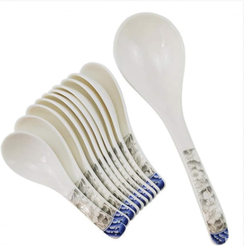 Ceramic Soup Spoon,Ramen Noodle Soup Spoons， Table Tea Coffee Soup Spoons blue and white ceramics, household spoons, rice spoons, Latte Spoons-L(L)