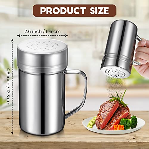4 Pieces Stainless Steel Dredges Bulk Spice Shaker Seasoning Pepper Bottles With Handles And Lids Powder Sugar Shaker Duster For Cooking Kitchen Baking Candy Spice Powder Sugar Popcorn (Large-17 Oz) #TOP30