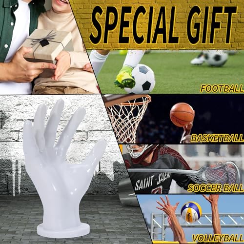 Genmous & Co. Genmous Basketball Holder - 2Pcs White Hand Sculpture Ball Holder Wall Mount Art Decor Stand Storage Rack,Organizer Display Case Man Cave For Football Soccer Volleyball Gift Ideas For Men Boys thumb #5