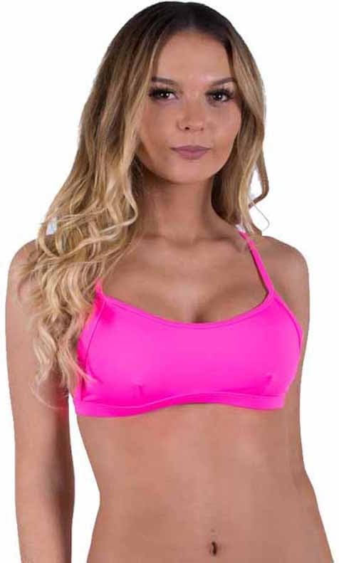 Femme Jolie Women's X Back Halter Bikini Top Medium Hot Pink