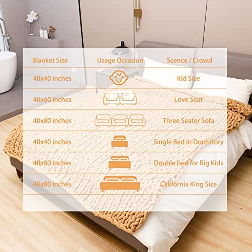 Chunky Knit Blanket, Super Luxurious - Soft And Comfortable Chunky Knit Blanket Throw, Cable Knit Throw Blanket For Sofa, Bed, Chair, Machine Washable Big Blanket (Orange Yellow, 40×40Inches) #TOP5