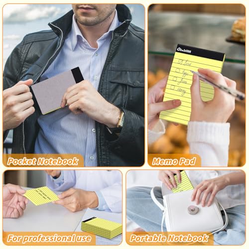 Image of Oleitodh 48 Pack 3 x 5 Inch Notepads Yellow Memo Pads Writing Pads | Perforated Lined Pages with 30 Sheets Each, Small Note Pads for Office, School and Home; Pocket Memo Pads for Lists and Notes