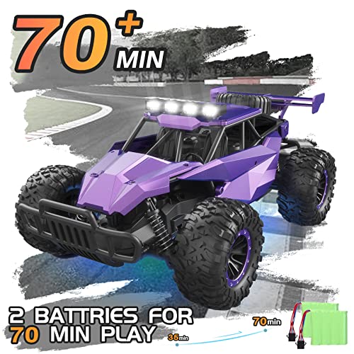 Larvey 2Wd 1:16 Scale Purple Remote Control Car, 20 Km/H High Speed Girls Remote Control Car Monster Vehicle With Led Headlights And Chassis Lights, Rc Cars For Girls Boys And Adults #TOP5
