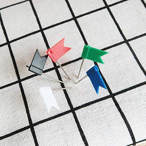 1 caixa de pinos coloridos em forma de bandeira de plástico, pinos de pressão para quadro de rolhas