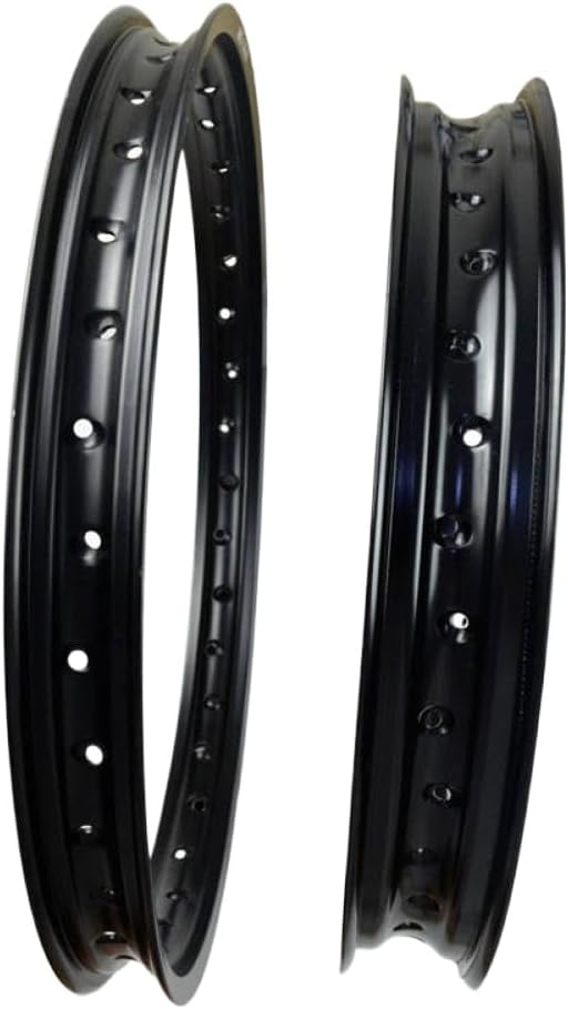6061 Aluminum Motorcycle Front and Rear Rims Set - 2.15x19 Front, 1.60x21 Rear, 36 Spoke Holes, Black Finish
