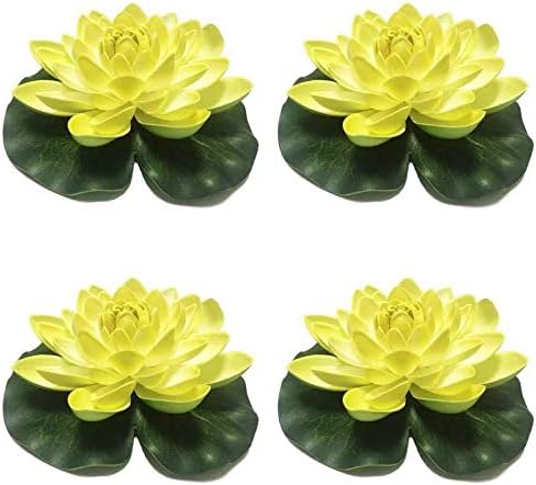 4 Pieces Floating Flower Floating Pond Decor Water Flower Foam Artificial Lotus for Home & Party Decoration & Holiday Celebration (Yellow)