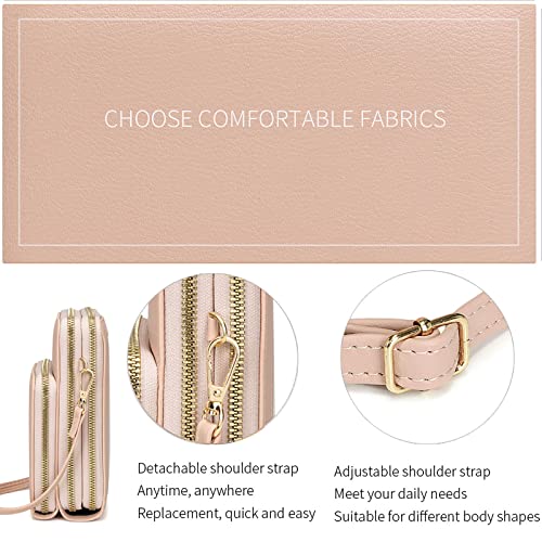 Image of myfriday Touch Screen RFID Phone Crossbody Purse with 2 Straps for Women | Clear phone window, RFID card space, 11 slots and zip pockets support quick calls, errands, theme parks and travel