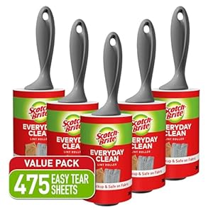 Scotch-Brite Lint Roller Value Pack, Works Great On Pet Hair, 5 Rollers, 95 Sheets Per Roller, 475 Sheets Total