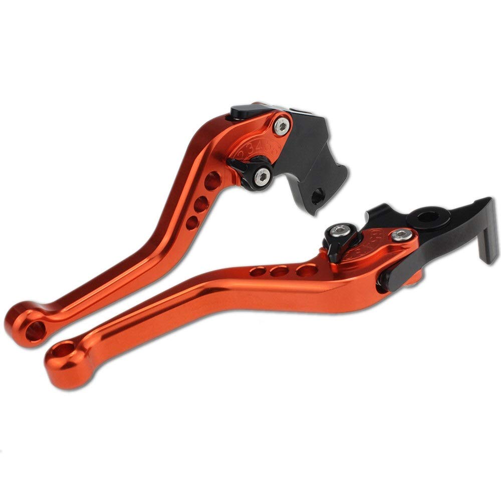 CNC Motorcycle brake levers Aluminum Adjustable Brake Clutch Lever Fit For Royal Enfield GT 650 (Color : Short Orange)