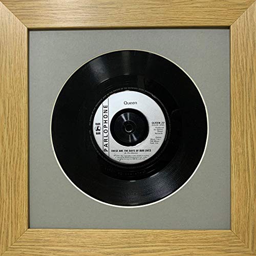Kwik Picture Framing Ltd Frame for Single 7" Vinyl LP Record | Grey Mount - Oak Frame