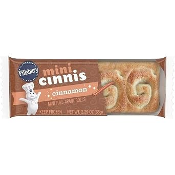 Pillsbury Mini Cinnis Soft Pull-Apart Cinnamon Rolls, Quick Heat & Serve Frozen Breakfast Bakery Goods, Individually Wrapped Bulk Snacks, 2.29 oz Pack of 72
