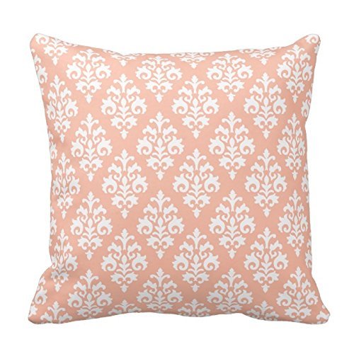 Chic Peach Color and White Flower Pattern Throw Pillow Decorative Pillowcase Throw Pillow Cushion Cover Flower Pattern Design Cushion Cover Pillow Case Collection Cover
