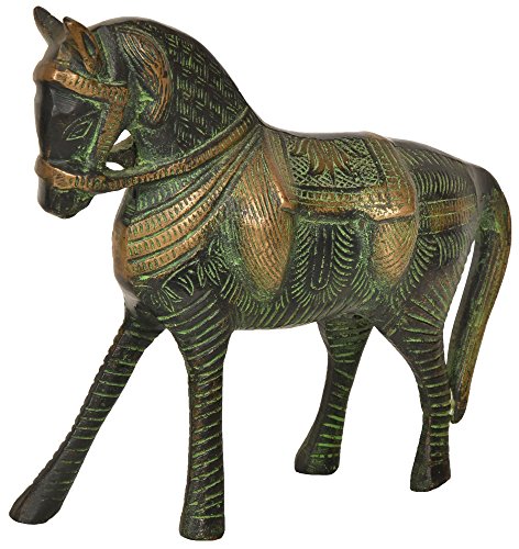 Statue de cheval en laiton Exotic India pour salon chic
