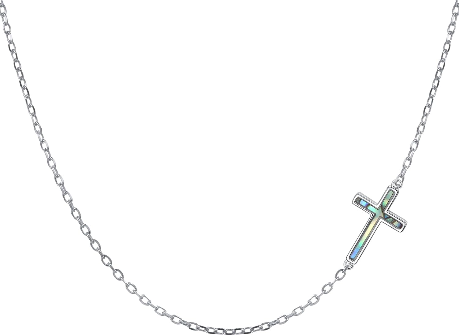 DAOCHONG S925 Sterling Silver Jewelry Sideways Cross Choker Necklace 14 inches to 18 inches