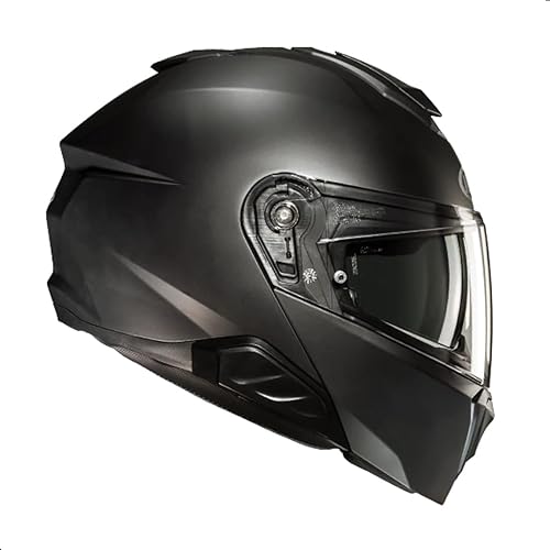 Miniatura 3 de HJC i91 Casco modular sólido de motocicleta con escudo de pinlock HJ-33, aprobado por DOT (negro semiplano, XL)