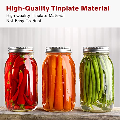 Canning Lids And Rings Regular Mouth, 240 Count Mason Jar Lids And Rings Set For Regular Mouth Canning, Split-Type Lids With Silicone Seals Rings Leak Proof And Secure For Regular Mouth Mason Jars #TOP3