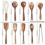 10 Pack Wooden Utensils for Cooking, Wood Utensil Set for Kitchen, Teak Wooden Spoon for Cooking, Non-Stick Spatula Ladle - Image 2