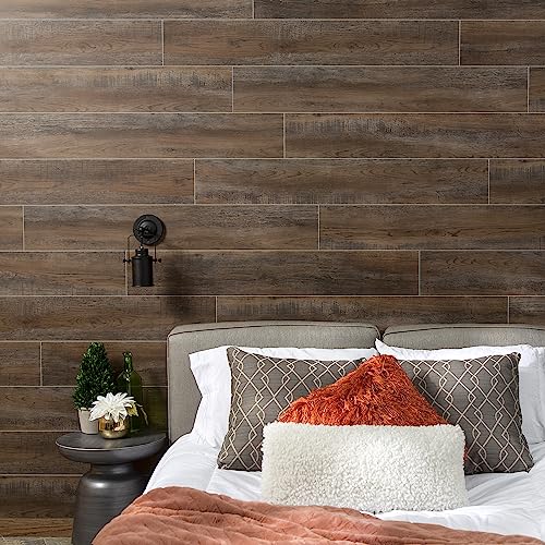Palisade 47.7 In. X 7.2 In. Interlocking Wall/Backsplash Planks In Oak Mocha (7 Pack) #TOP2