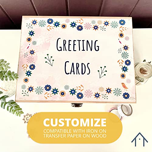 Hyggehaus Greeting Card Organizer Box With Dividers - Photo Organizer, Birthday Cards, Recipes, Keepsake & Scrapbook Storage Box | Solid Pine Wood With Secure Clasp - Keep Your Precious Memories Safe #TOP6