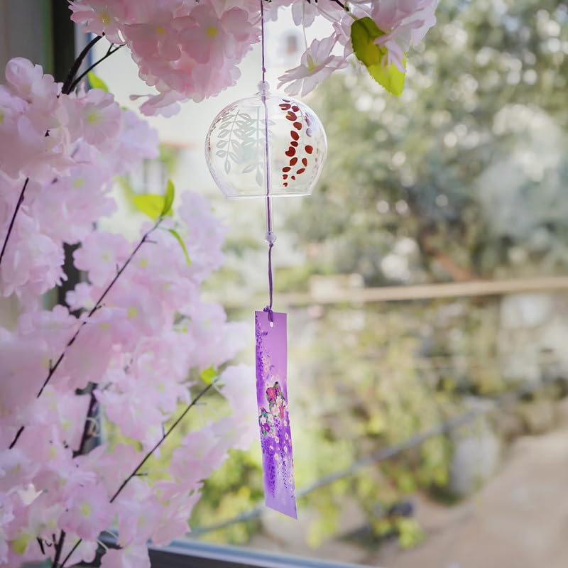 Nostrae by Ekhasa Japanese Wind Chimes for Home Decor, Living Room | Windchimes for Balcony, Garden | Glass Bell Windchime | Outdoor Wind Chime for Vasthu Feng Shui | Japanese Decor Items for Gift