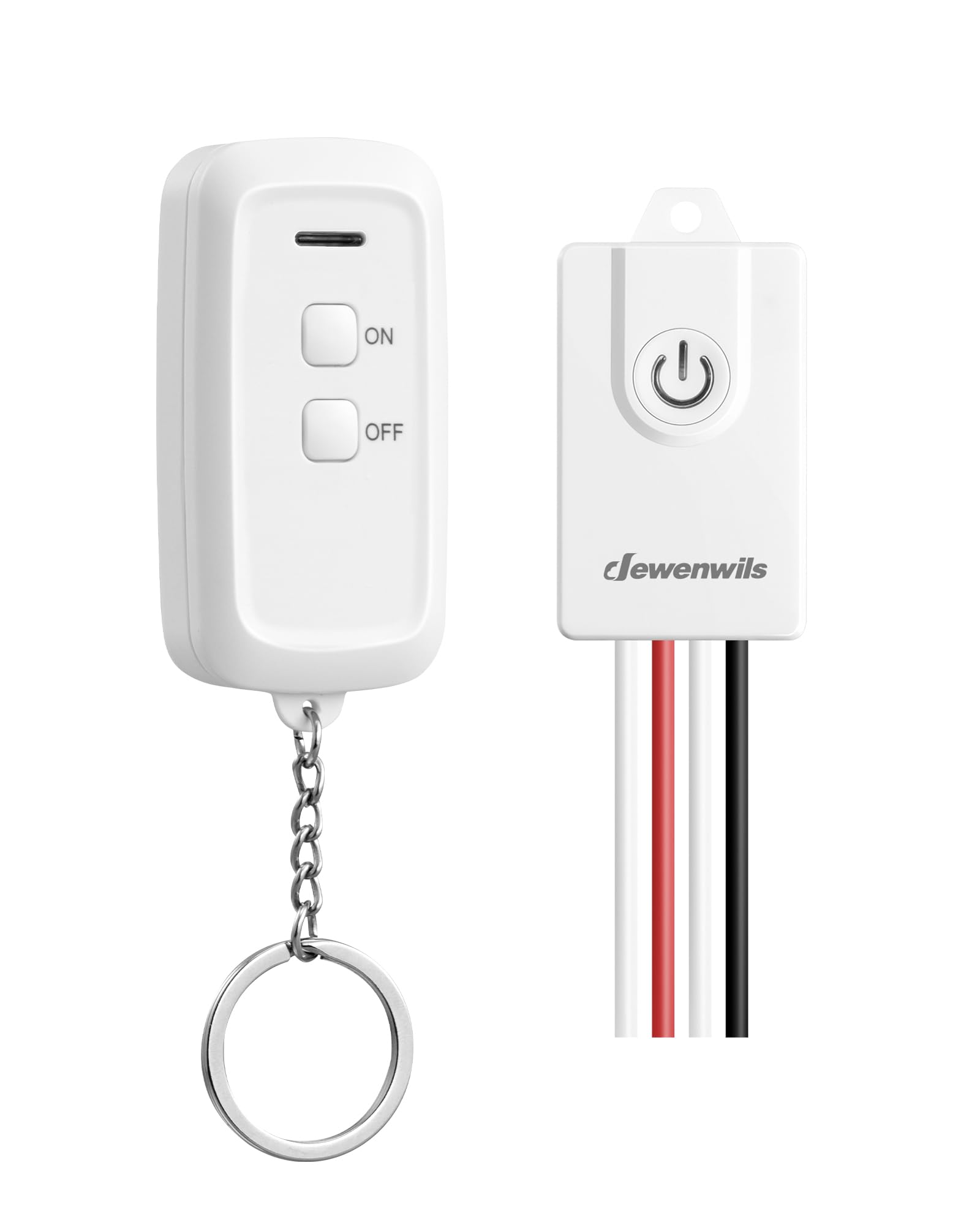 DEWENWILS Interruptor inalámbrico con 1 receptor y 1 transmisor portátil, alcance de 30 m, no requiere cableado, kit interruptor RF para luces de hasta 3000 W, blanco Global Recycled Standard Global Recycled Standard Global Recycled Standard