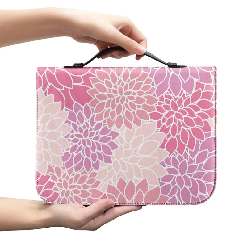 Garronmavis Pink Ethnic Flowers Bible Cover Case for Women Mom Boho Flower Bible Tote Bag Floral Arts Bible Accessories - M - Image 2