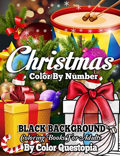 Christmas Color by Number BLACK BACKGROUND Coloring Books For Adults: Stained Glass Holiday Coloring