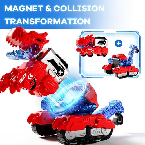 Image of iPlay, iLearn Kids Dinosaur Transform Robot Toy Magnetic Transforming Truck